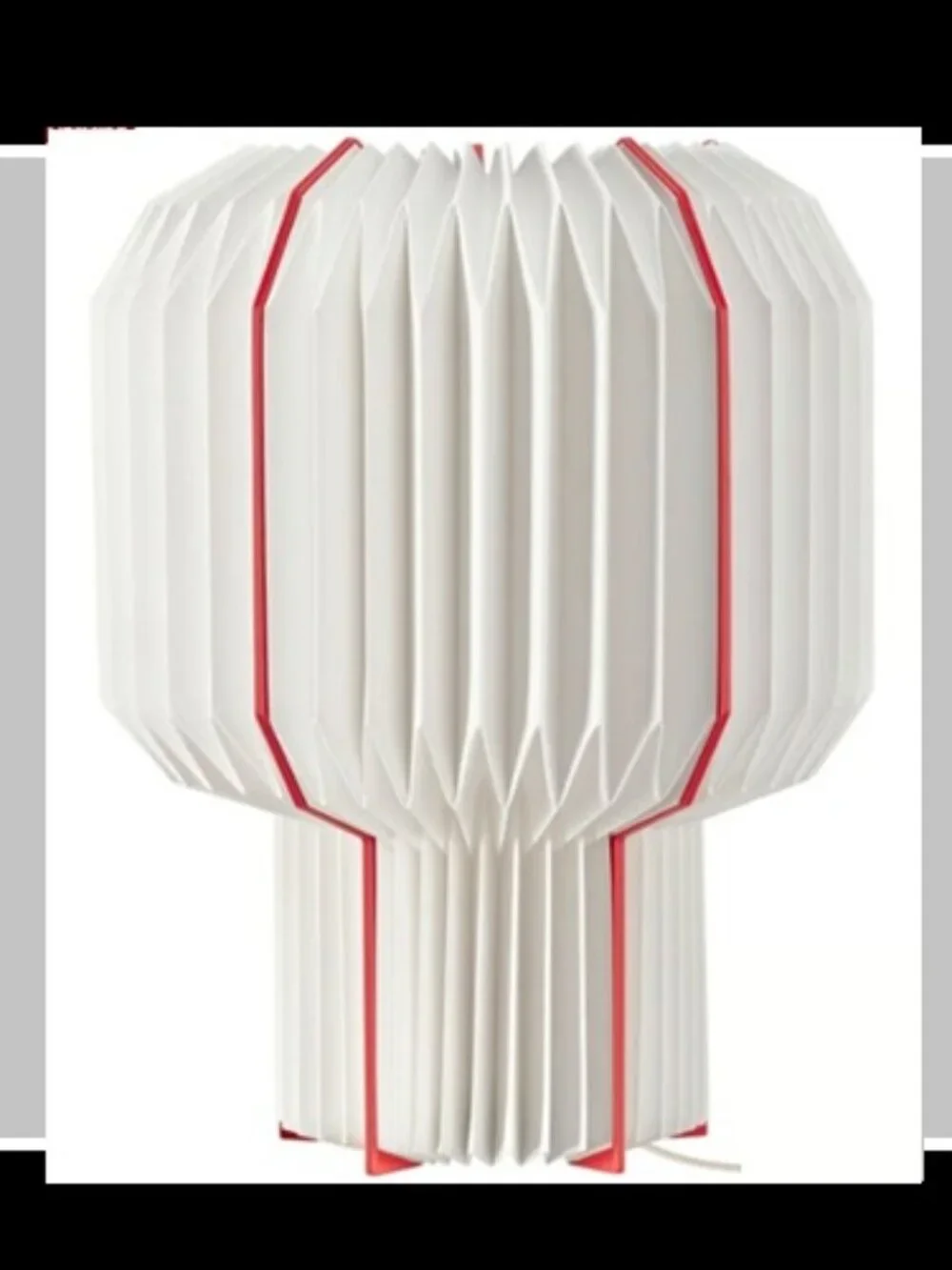 IKEA STRÅLA LED Pleated Table Lamp, White with Red, 606.109.89